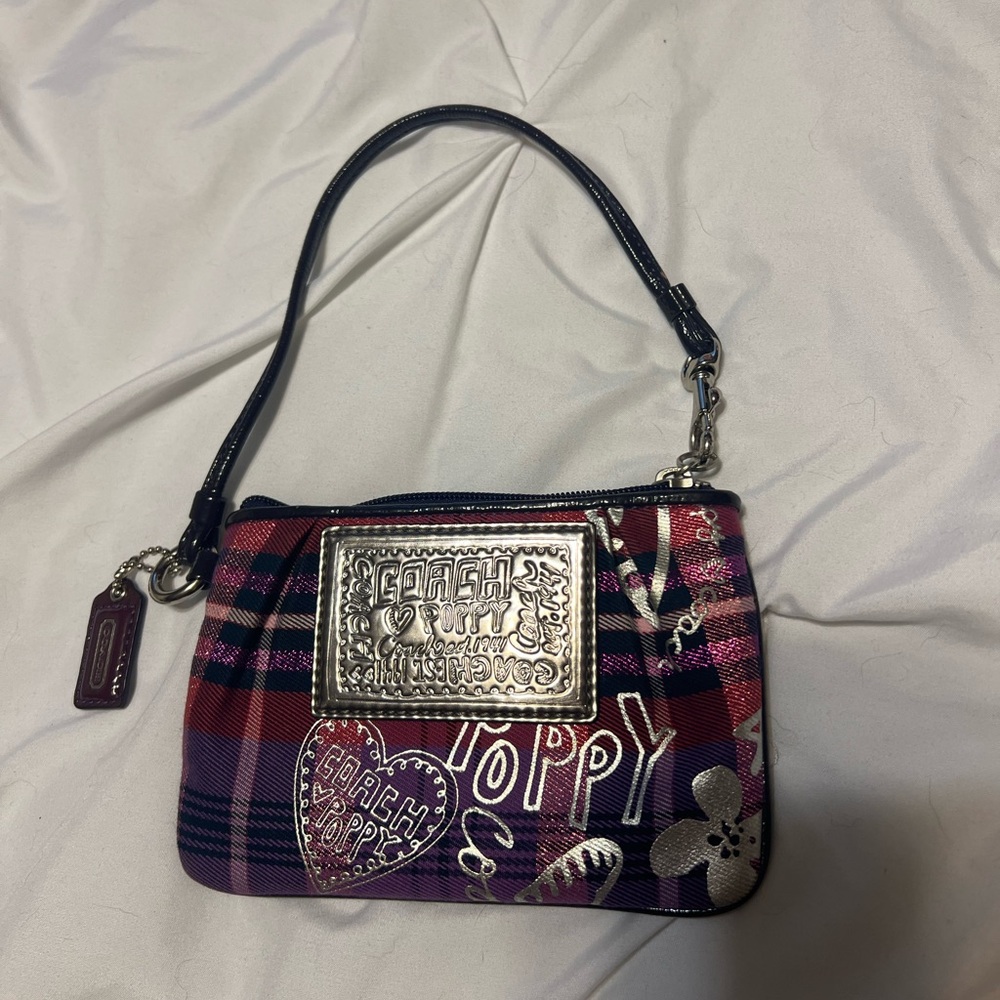 Coach x Poppy Plaid Wristlet